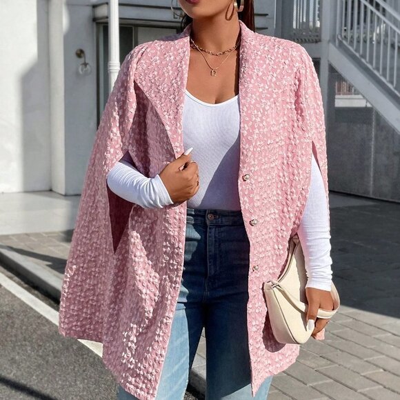 Pink Preppy Womens Open Front Cape Coat - Picture 1 of 5